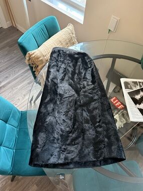 Viktor & Rolf Black Vegan Pony Fur Midi Pencil Skirt, Size 40 (sample)